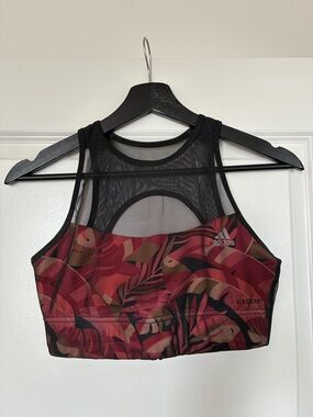 adidas x farm rio Floral Mesh Sports Bra - Red Multi